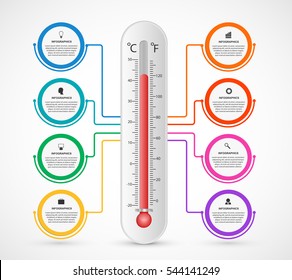 Infographics thermometer design template. Vector illustration.