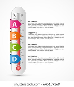 Infographics thermometer design template. Vector illustration.