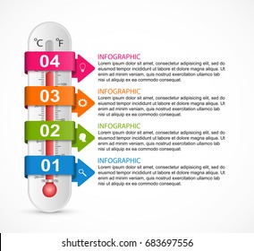Infographics thermometer design template. Vector illustration.