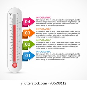 Infographics thermometer design template. Vector illustration.