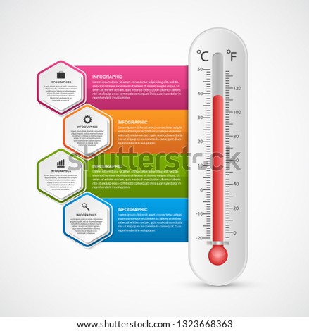 Infographics thermometer design template. Vector illustration.