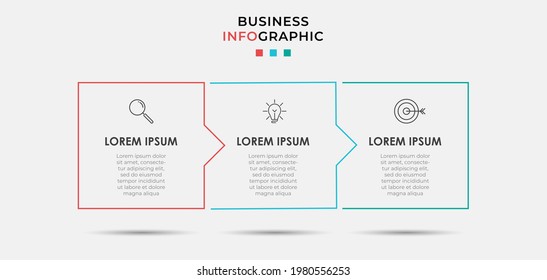 Infographics thin line design business template with 3 options or steps, Can be used for process diagram, presentations, workflow layout, banner, flow chart, info graph