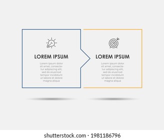 Infographics thin line design business template with 2 options or steps, Can be used for process diagram, presentations, workflow layout, banner, flow chart, info graph