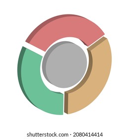 Infographics. A three-dimensional circle with three sectors to illustrate the business, process, technology and steps of the development perspective. Vector design.