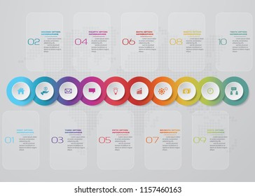 Infographics timeline with 10 steps for your presentation. EPS 10.