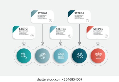 infographics timeline business workflow report background with business line icon 5 steps for presentation vector illustration