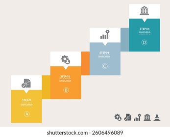 infographics timeline business workflow report background with business icon 4 steps for presentation vector illustration