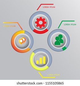 infographics timeline design template with label design and icons 4 options or steps. Can be used for content, business, process infographics, digital network and flowchart.Vector element illustration