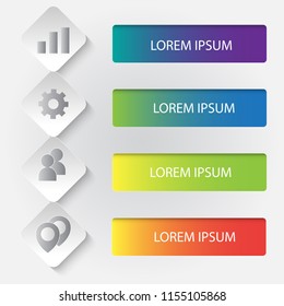 infographics timeline design template with label design and icons 4 options or steps. Can be used for content, business, process infographics, digital network and flowchart.Vector element illustration