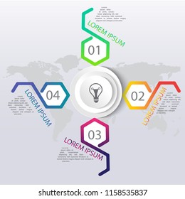 Infographics timeline design template with label design and icons 4 options or steps. Can be used for content, business, diagram chart, digital network and flowchart.Vector element illustration.