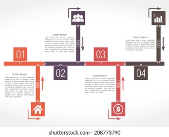 Infographics timeline design template, puzzle style, vector eps10 illustration