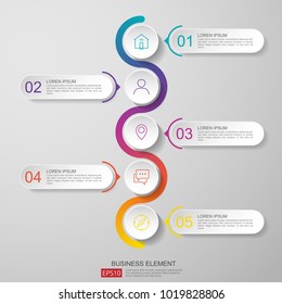infographics timeline design template vector with 3D paper label, integrated circles. Business concept with options. For content, diagram, flowchart, steps, parts, workflow layout, chart