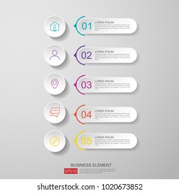 infographics timeline design template vector with 3D paper label, integrated circles. Business concept with options. For content, diagram, flowchart, steps, parts, workflow layout, chart