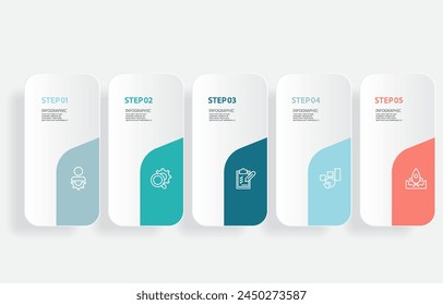 infographics timeline  element business data visualization steps report layout template background with business line icon 5 steps for any business presentation vector illustration