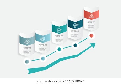 infographics timeline element business data steps report layout template background with business line icon 5 steps for business presentation vector illustration