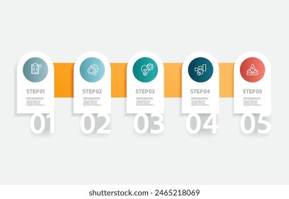 infographics timeline element business data steps report layout template background with business line icon 5 steps for business presentation vector illustration