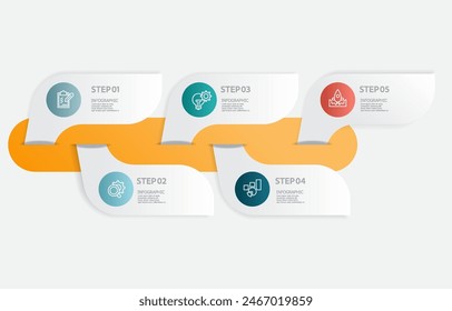 infographics timeline element business data steps report layout template background with business line icon 5 steps for business presentation vector illustration