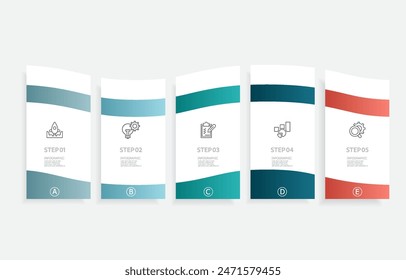 infographics timeline element business workflow data steps report layout template background with business line icon 5 steps for business presentation vector illustration