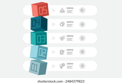 infografías elemento de línea de tiempo flujo de trabajo de negocios pasos de datos diseño de informe fondo de Plantilla con icono de línea de negocio 5 pasos para Ilustración vectorial de presentación de negocios