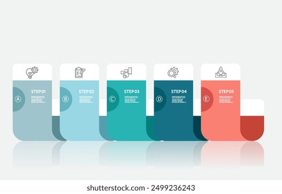 infographics timeline element business workflow data steps report layout template background with business line icon 5 steps for business presentation vector illustration