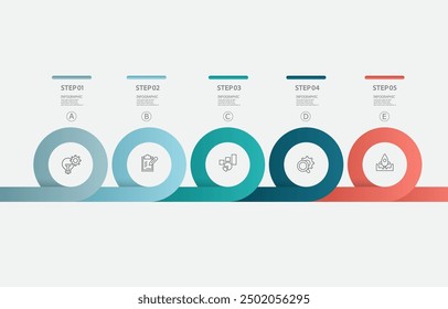 infographics timeline element business workflow data steps report layout template background with business line icon 5 steps for business presentation vector illustration