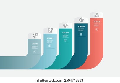infographics timeline element business workflow data steps report layout template background with business line icon 5 steps for business presentation vector illustration