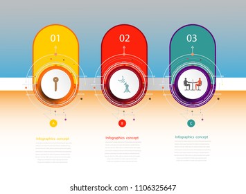 Infographics timeline template with 3D and 3 options or step,Business concept, Blank space for content, business, graph, diagram, process, plate, time line, book cover, flowchart, info, step, printing