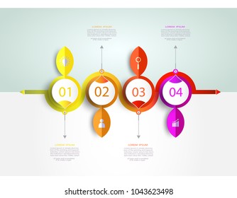 Infographics timeline template with 3D and 4 options or step,Business concept, Blank space for content, business, graph, diagram, process, plate, time line, book cover, flowchart, info, step, printing