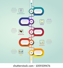 Infographics timeline template with 3D and 5 options or step,Business concept, Blank space for content, business, graph, diagram, process, plate, time line, book cover, flowchart, info, step, printing
