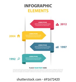 Infographics timeline template for 4 steps and icons. Can be used for workflow layout, diagram, number options, step up options, web design, infographics, presentations. illustration ,EPS10