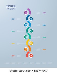 Infographics timeline template with realistic colorful circles for 8 steps and icons. Can be used for workflow layout, diagram, number options, step up options, web design, infographics, presentations