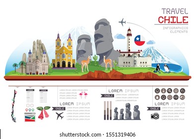 Infographics travel and landmark chile template design. Vector Illustration