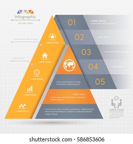 Infographics Triangle design template with business icons, process diagram, vector eps10 illustration