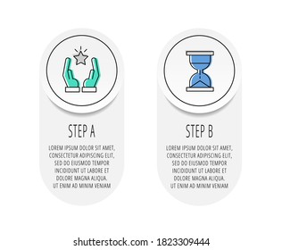 Infographics with two circles and labels. Abstract vector template. Can be used for two diagrams, business, web, workflow layout, presentations, flowchart, info graph, timeline, content, levels, chart
