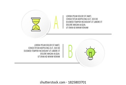 Infographics with two circles and labels. Abstract vector template. Can be used for two diagrams, business, web, workflow layout, presentations, flowchart, info graph, timeline, content, levels, chart