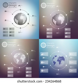 Infographics with unfocused backgrounds and icons, set for business design vector