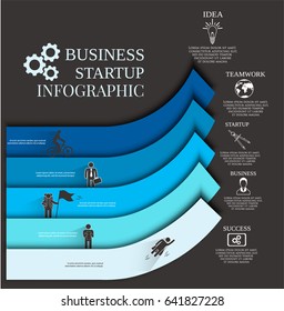 Infographics using flat figures on a dark background