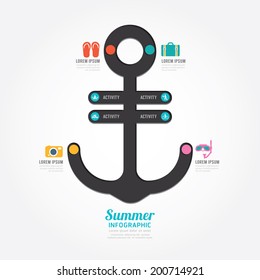 infographics vector anchor design summer concept diagram line style timeline template
