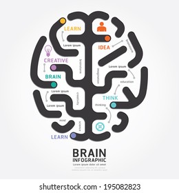 infographics vector brain design diagram line style template