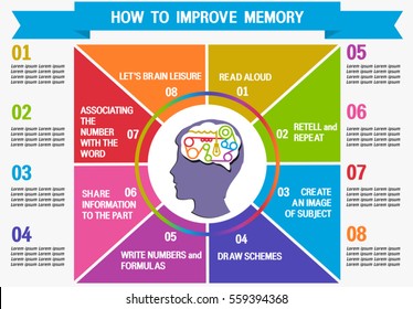 Infographics Vector Brain Design. How To Improve Memory. Thinking Process.