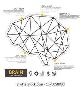 Infographics vector brain design. Polygonal art style. Modern geometric graphic. Triangle vector illustration.