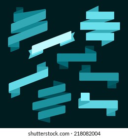 Infographics vector Creative trendy ribbon flat business financial style blue