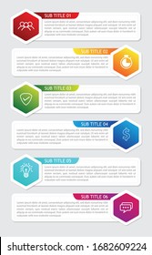 Diseño de vectores de infografía para informes, diagramas y diseño con 6 procesos