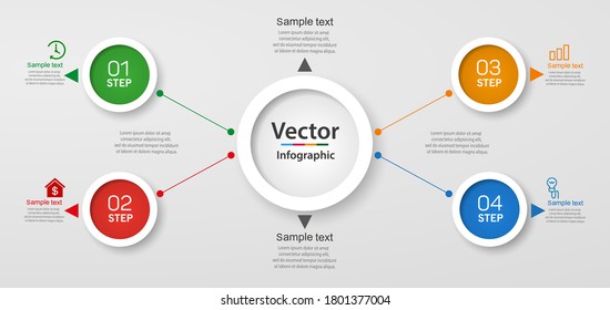 Infographics vector design template with 4 steps.  Can be used for workflow layout, diagram, number options, web design
