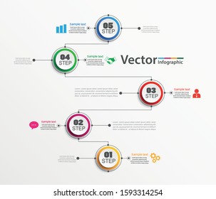 Infographics vector design template with 5 steps. Vector illustration can be used for  workflow layout, diagram, number options, web design. Eps 10