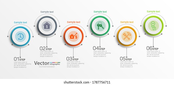 Infographics vector design  template  with 6 options, steps or processes, can be used for workflow layout, diagram, annual report, web design.