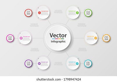 Infographics vector design  template  with 6 options, steps or processes, can be used for workflow layout, diagram, annual report, web design