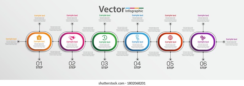 Se puede utilizar la plantilla de diseño de vectores de infografía con 6 opciones, pasos o procesos para diseño de flujo de trabajo, diagrama, informe anual, diseño web 