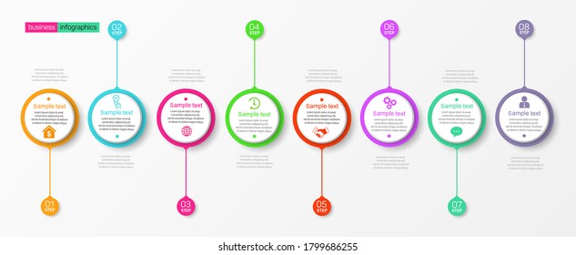 Infographics vector design  template  with 8 options, steps or processes, can be used for workflow layout, diagram, annual report, web design 