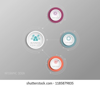 Infographics vector design template with circle label design.Vector illustration business concept,  with icon ,3 step.Infographic element for workflow layout, diagram, web design.